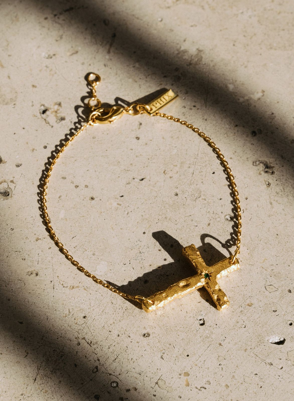 Gold Saint Cross Emerald Bracelet