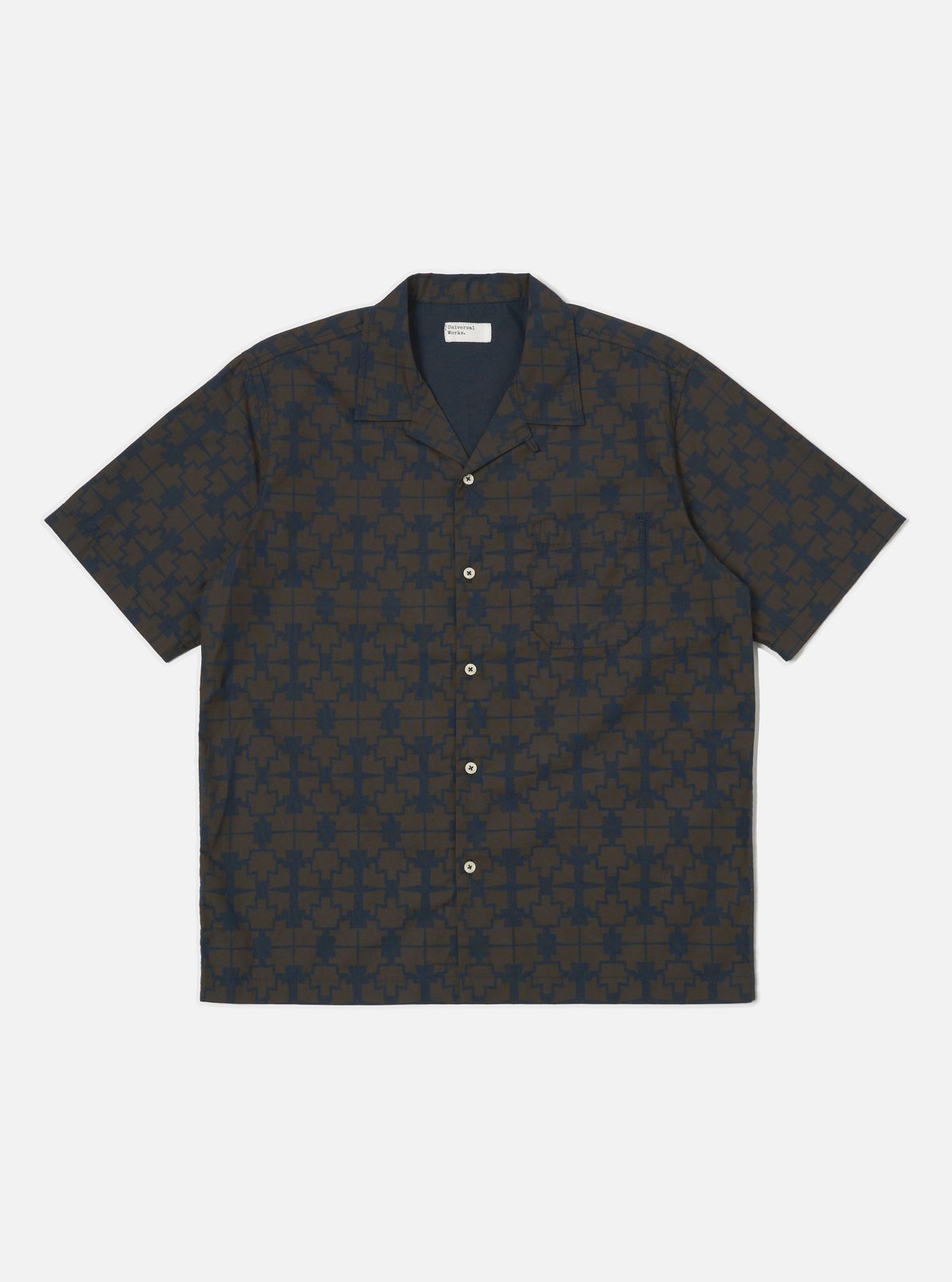 Navy Mitla Print Cotton Road Shirt