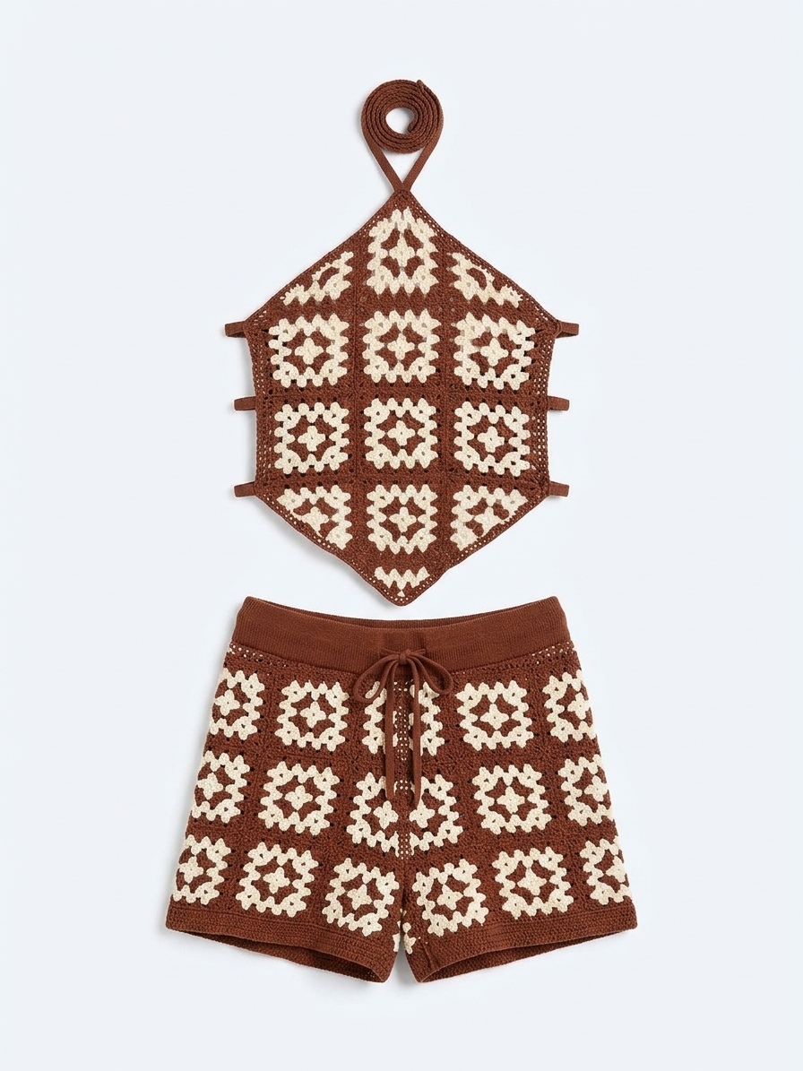 Marisol Shorts In Brown And Cream