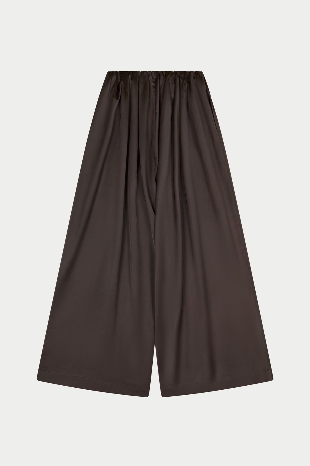SATIN WIDE LEG TROUSERS - CHOCOLATE