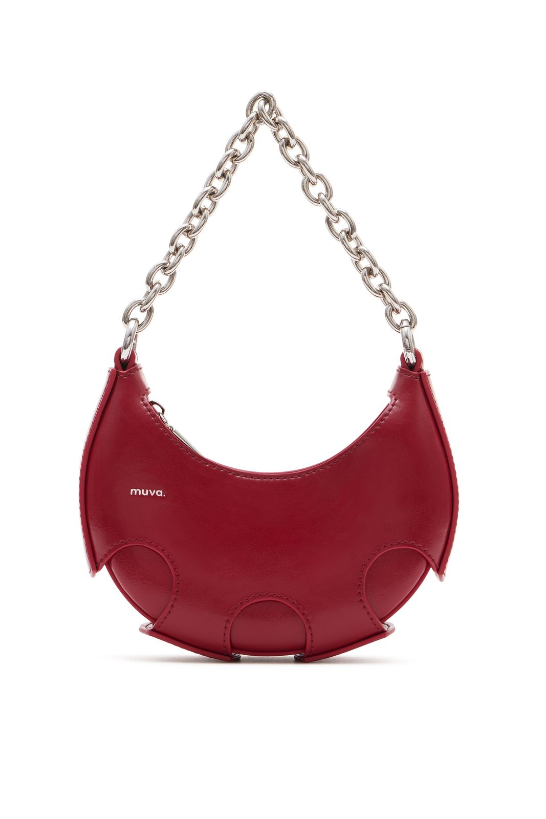 Reno Red Leather Handheld Crescent Mini Bag