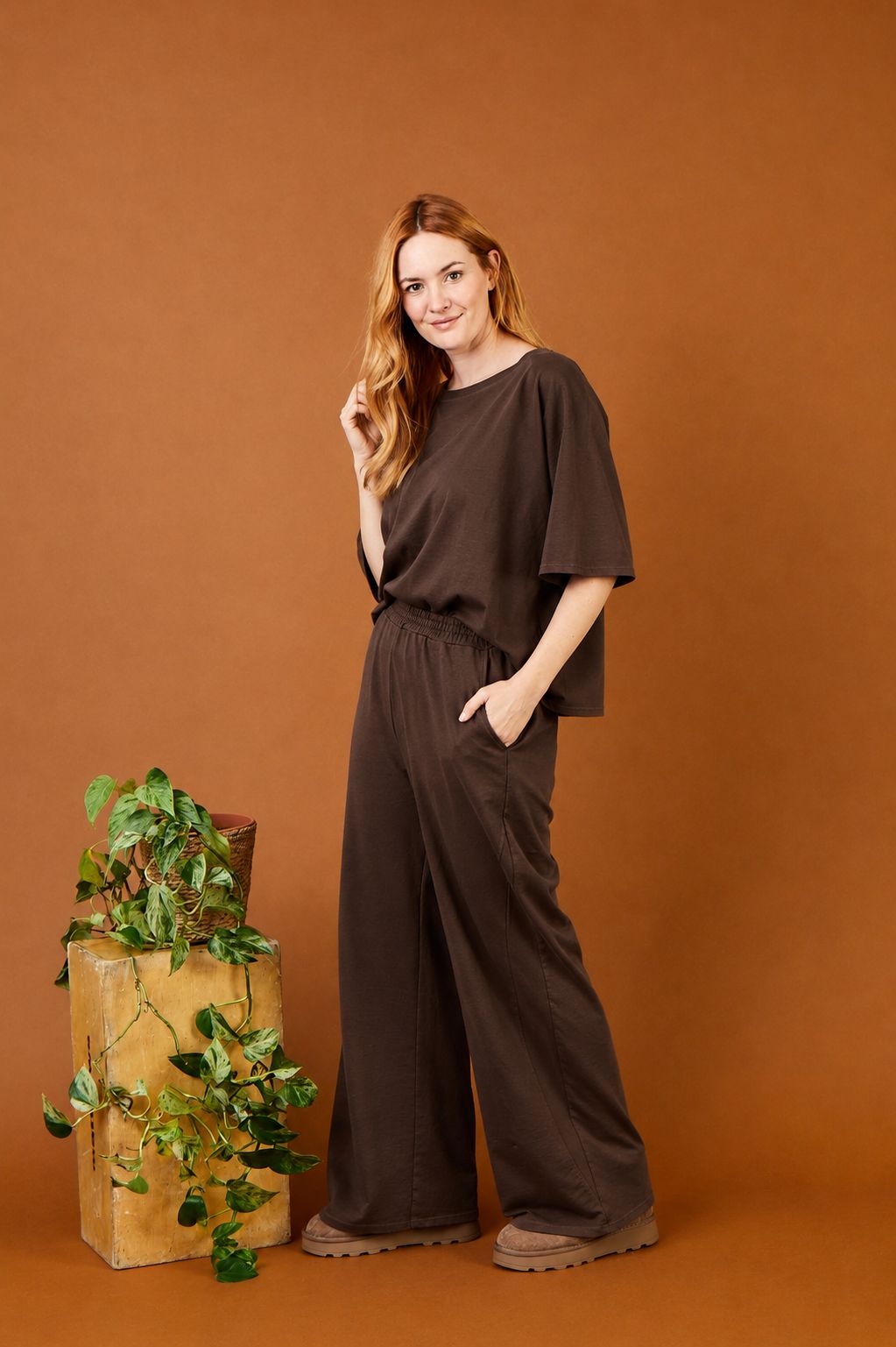Jaycee Jersey Wide Leg Joggers With Rib Side Panel
