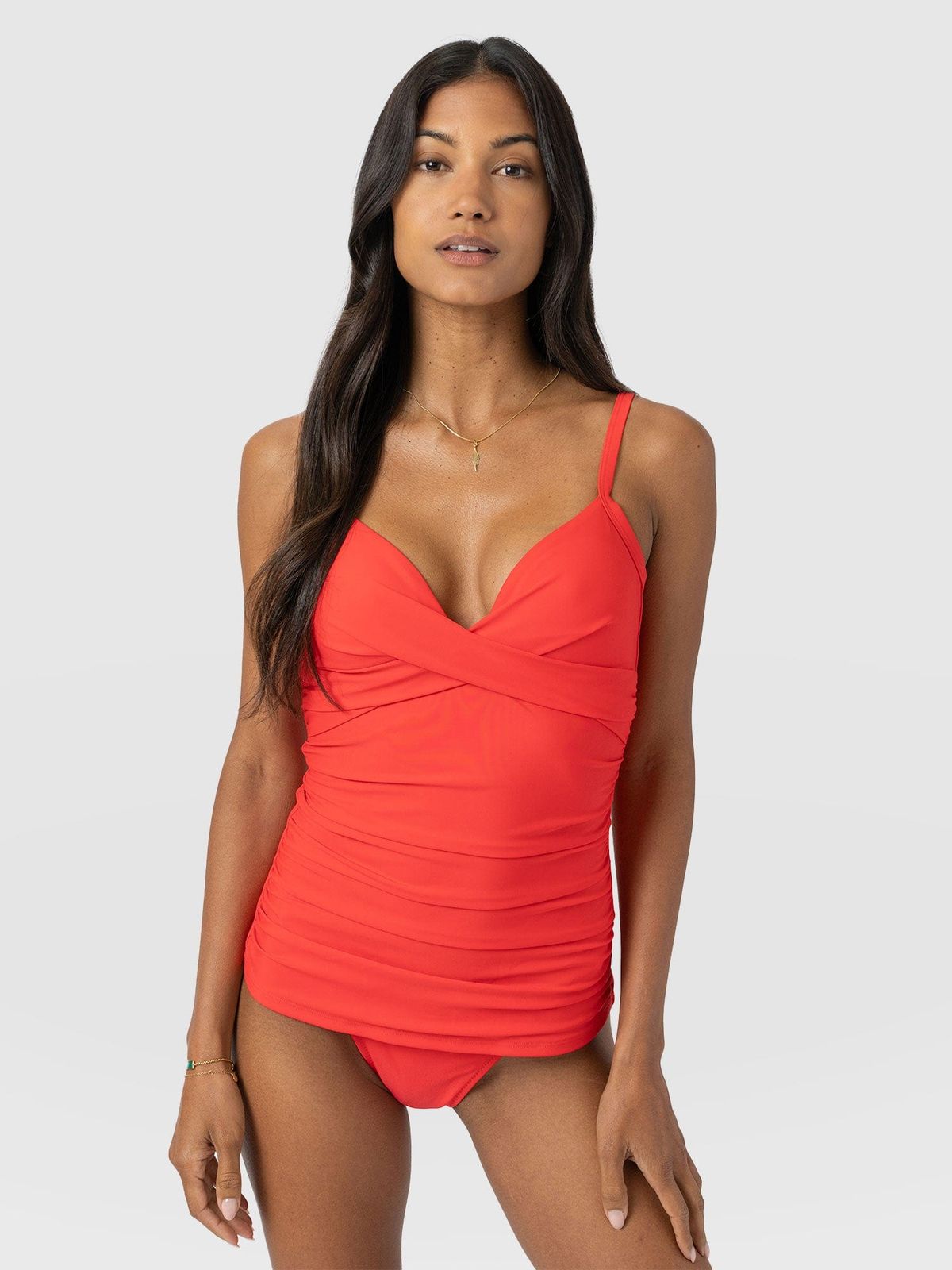 Riley Cross Front Tankini Top - Red