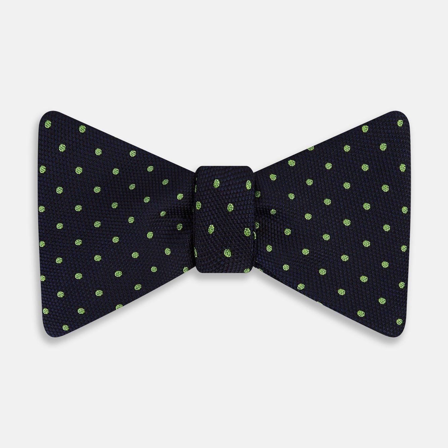 Lime Green and Navy Micro Dot Silk Bow Tie