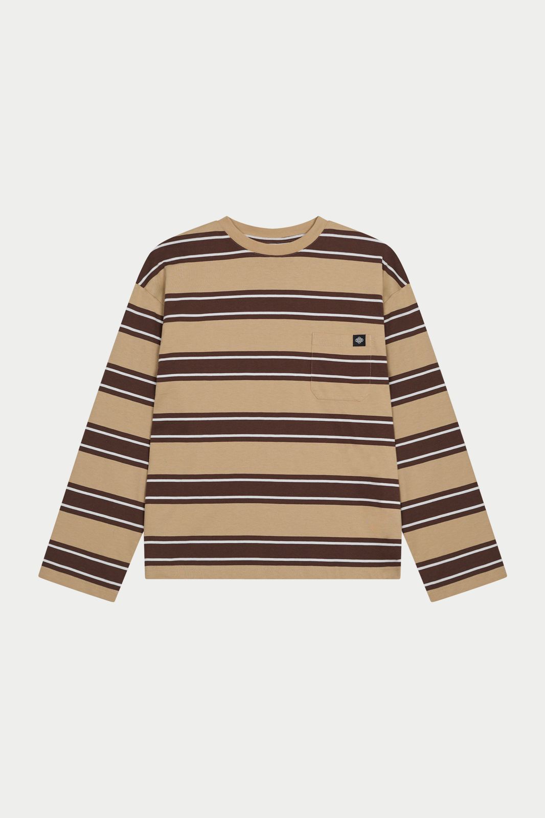 STRIPE POCKET LONG SLEEVE T SHIRT - CHOCOLATE