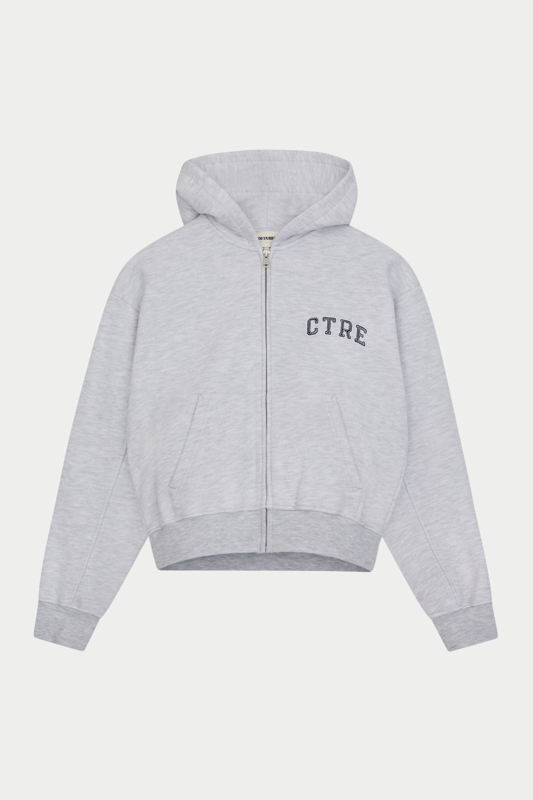 CTRE ZIP THROUGH RELAXED HOODIE - GREY MARL