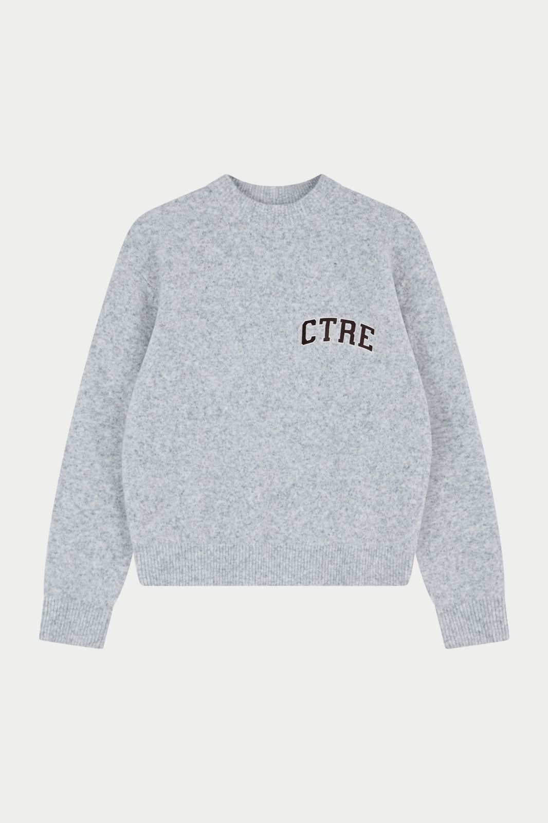 CTRE EMBROIDERED KNIT CREW - GREY MARL