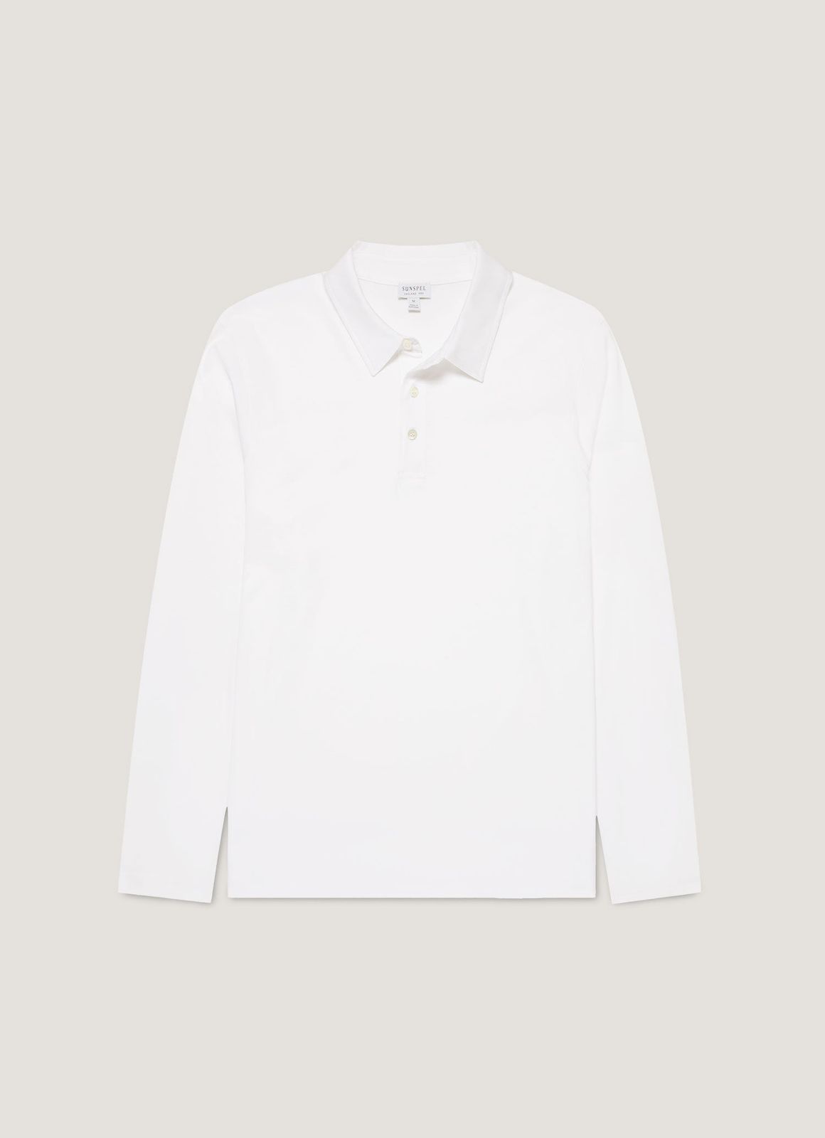 Men's Long Sleeve Classic Jersey Polo Shirt in White
