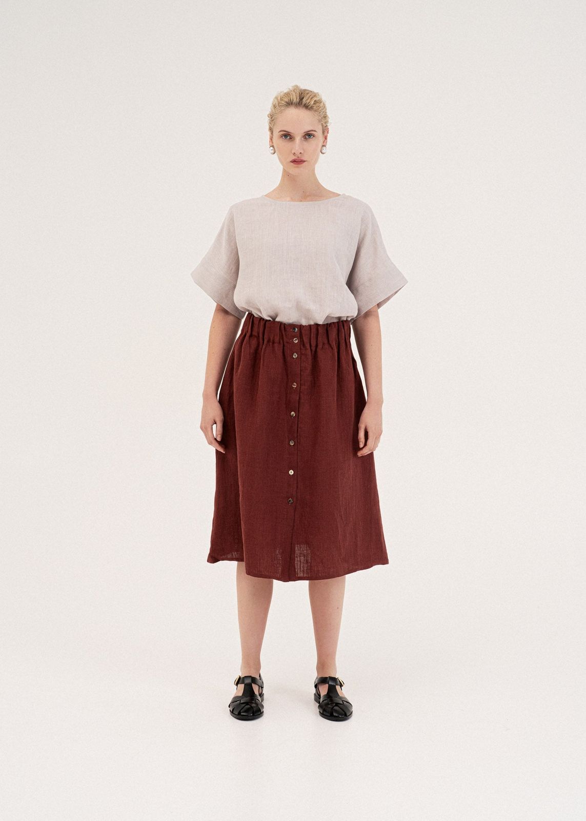 Daisy | 100% Linen Skirt With Buttons | Various Colours