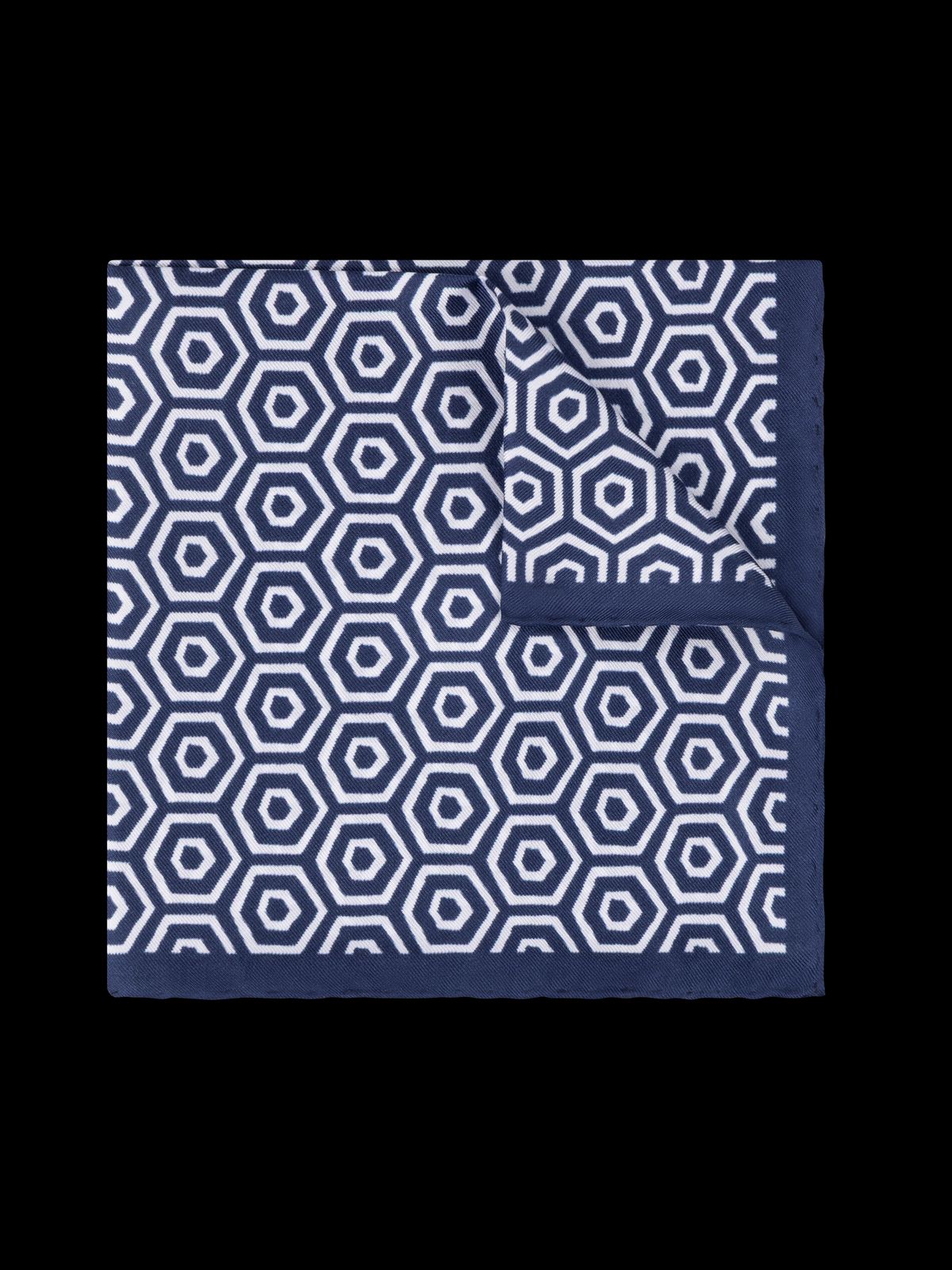 The Italian Hexagon Print Silk Pocket Square