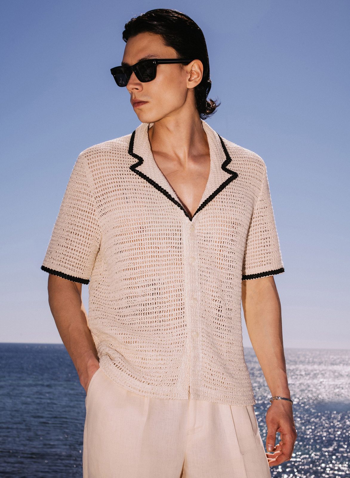 Ivory Crochet Cuban Shirt