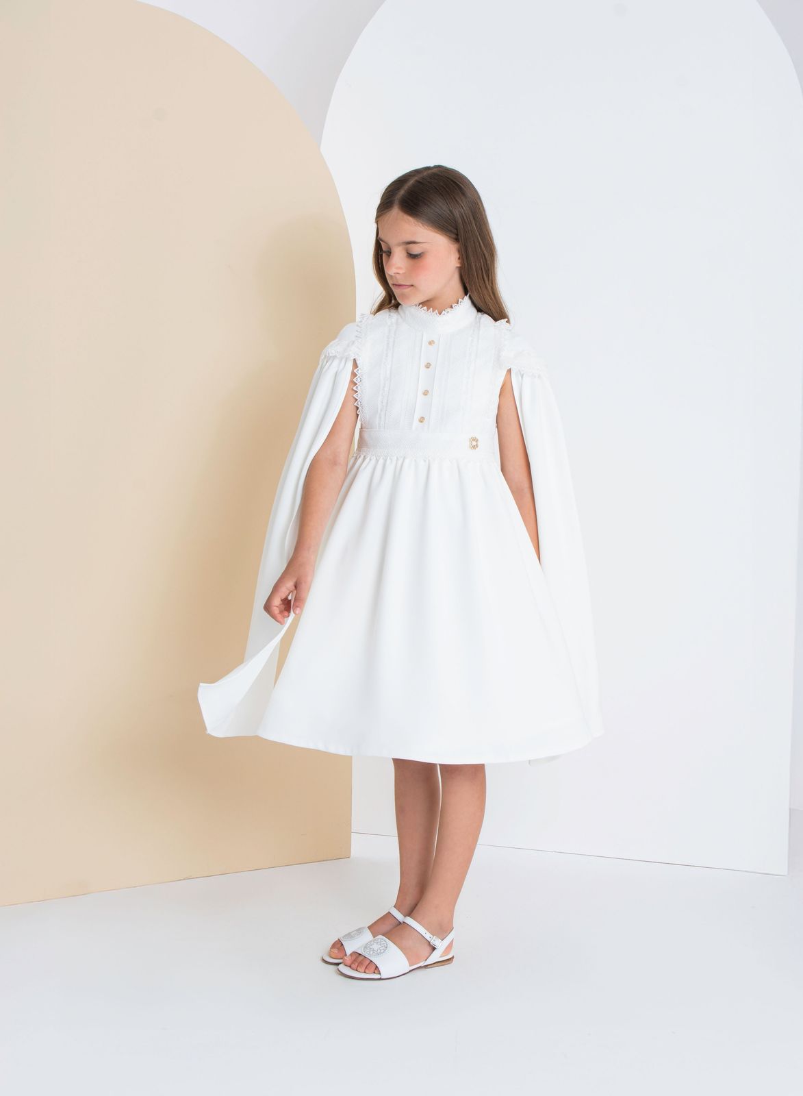 Crepe Dress with Lace Details
