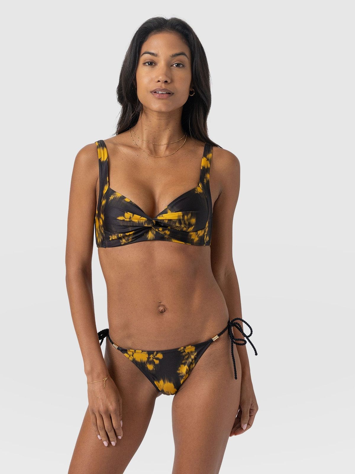 Jesse Twist Front Bikini Top - Yellow Fade Floral