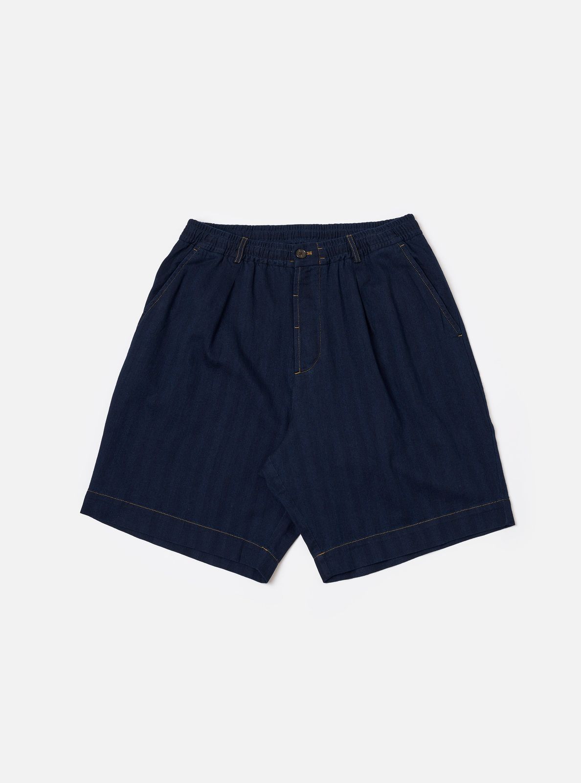 Indigo Recycled Herringbone Pleated Track Short