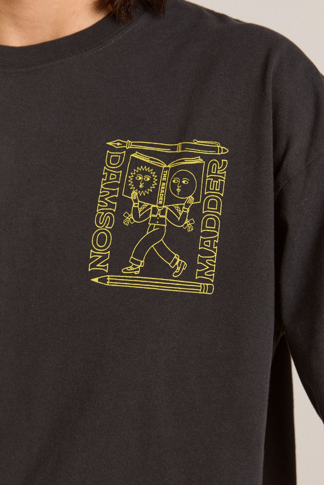 The Reader Long Sleeve Tee - Charcoal