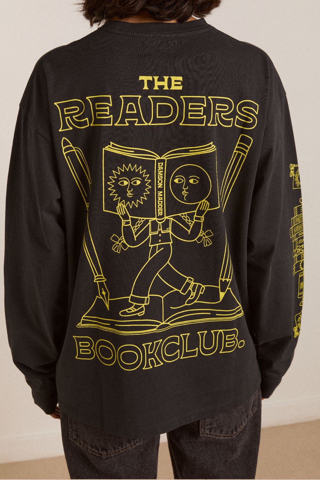 The Reader Long Sleeve Tee - Charcoal