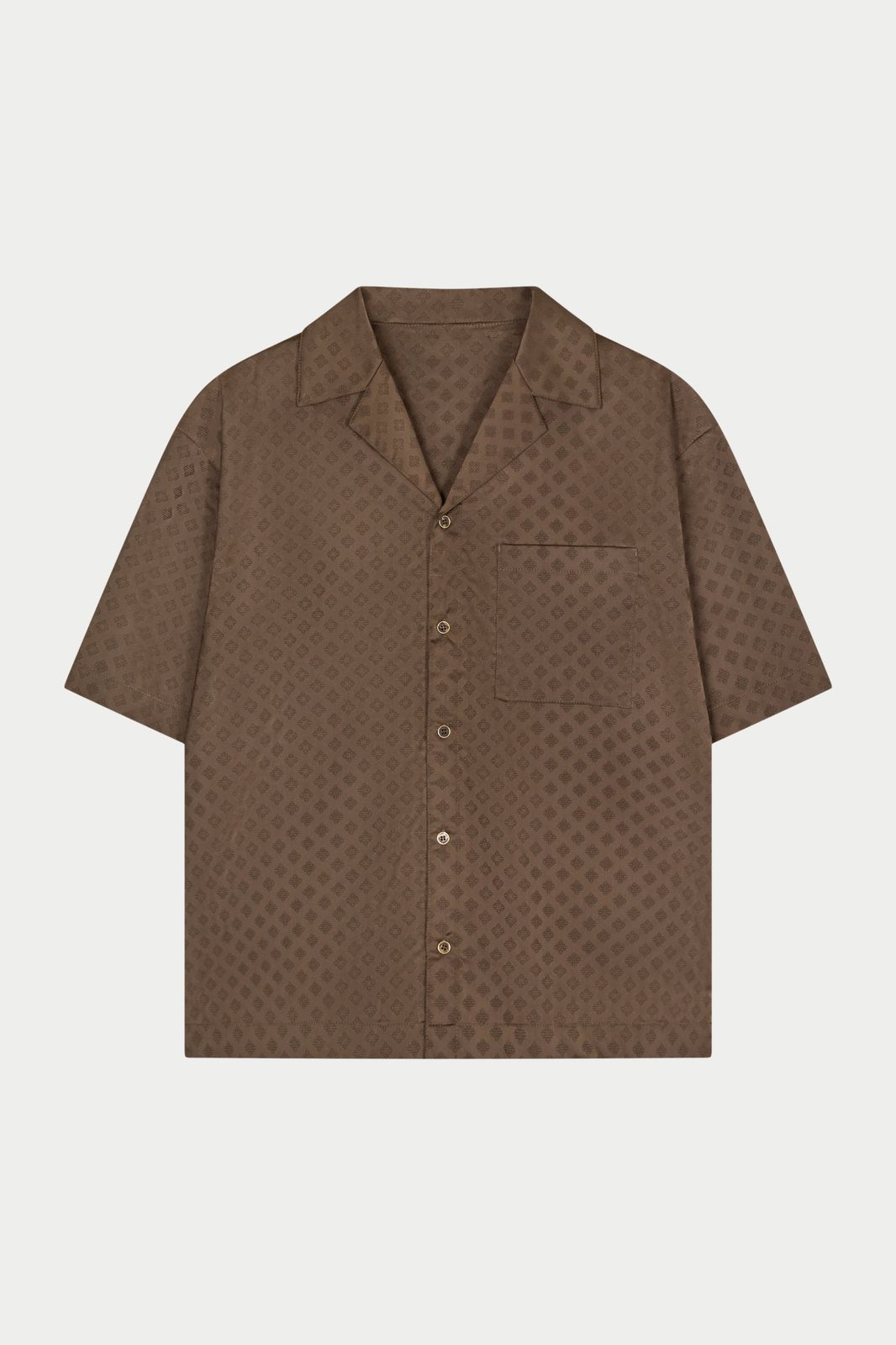 SATIN JACQUARD SHIRT - BROWN