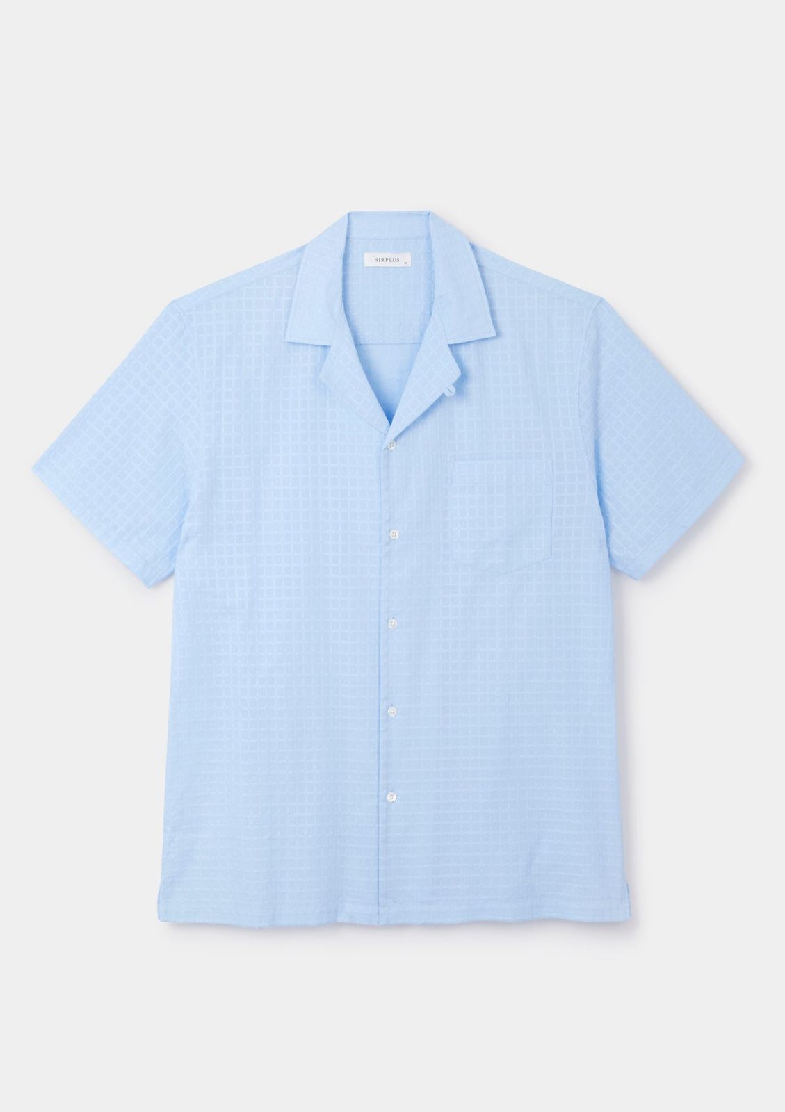 Sky Blue Square Stitch Cuban Shirt