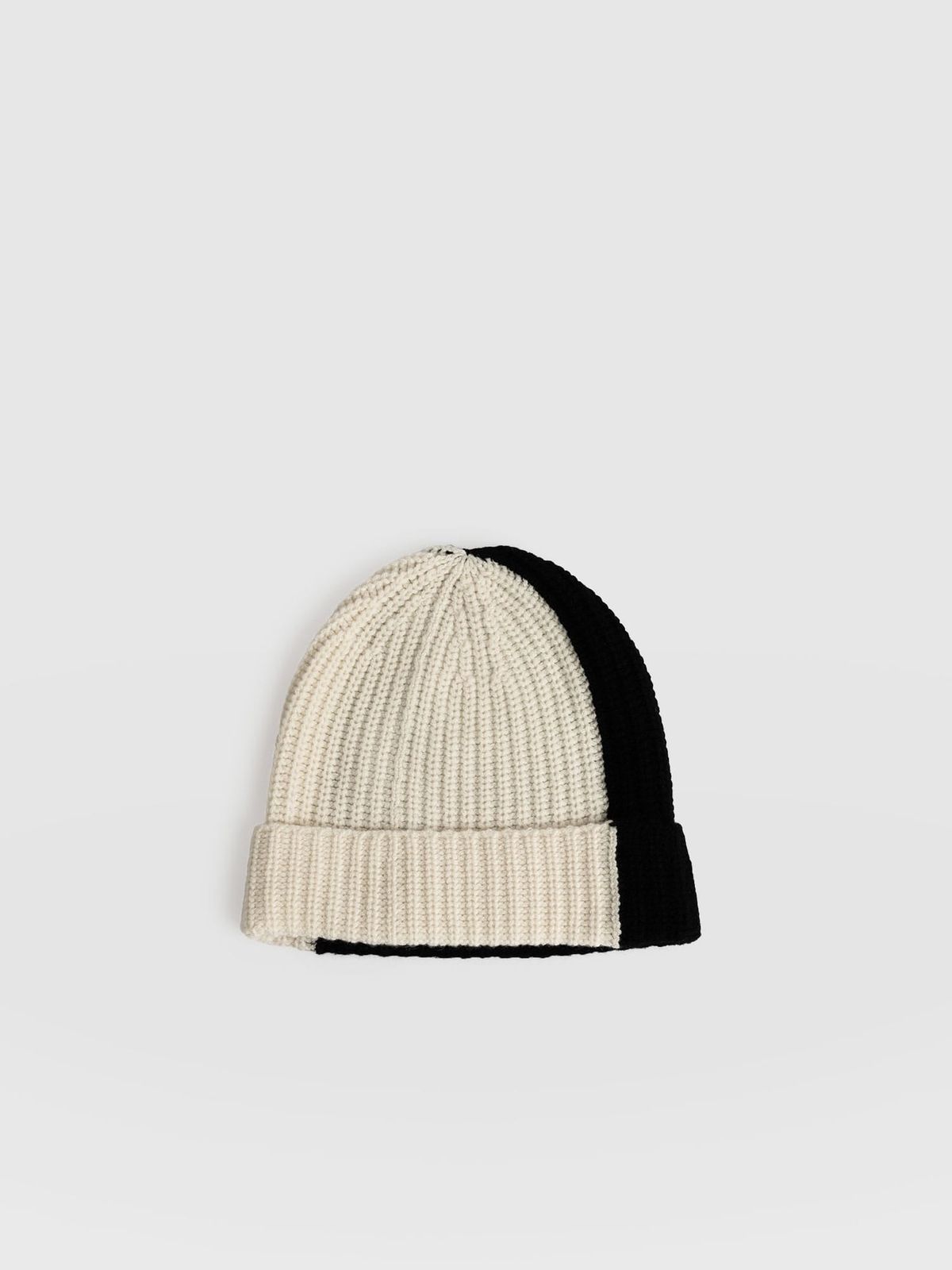 Cashmere Beanie - Cream/Black