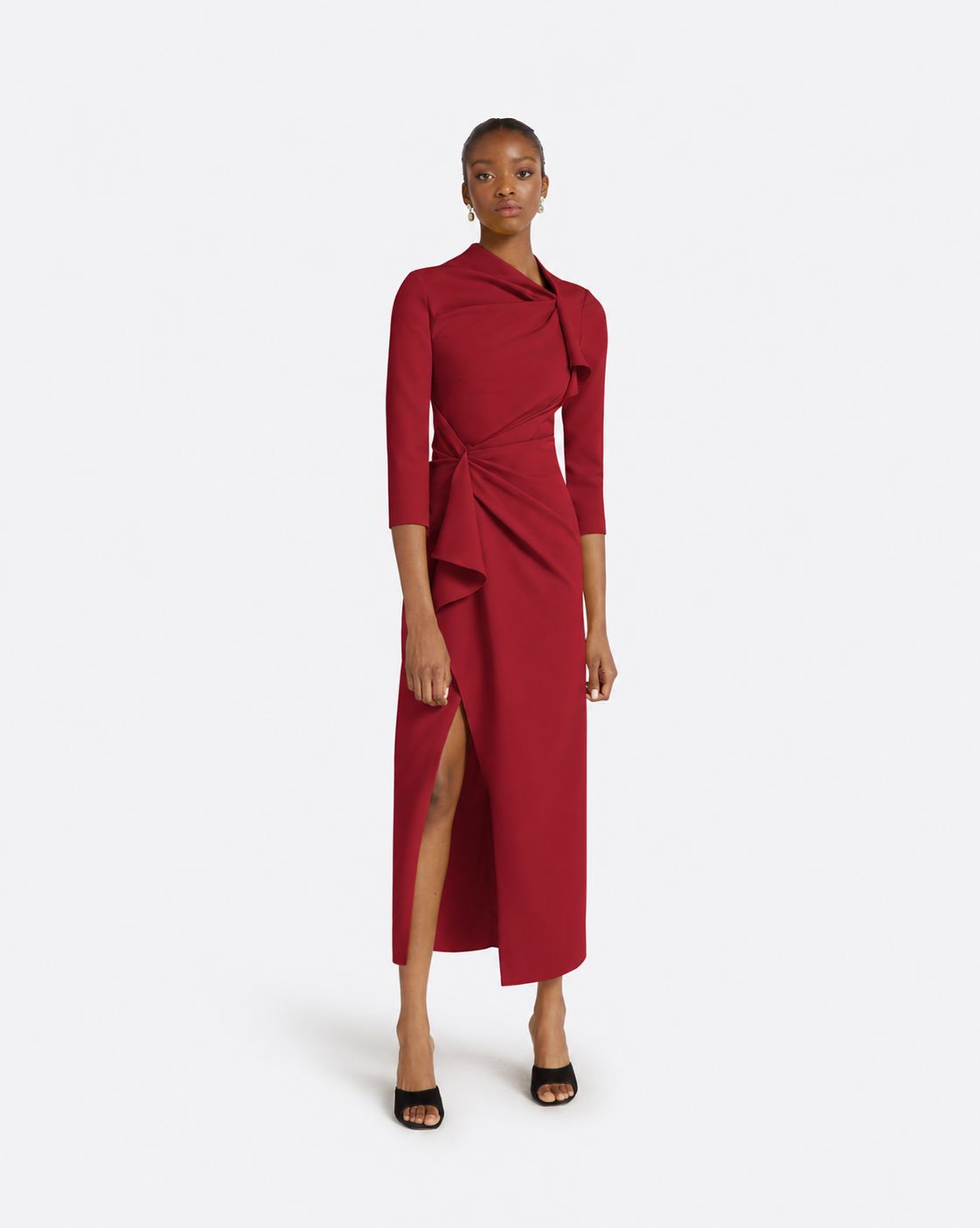 Avery Midi Dress in Rhubarb