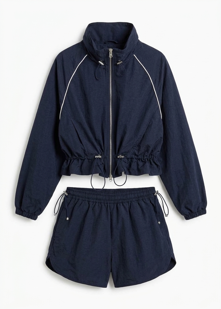 Arizona Drawstring Track Jacket - Navy