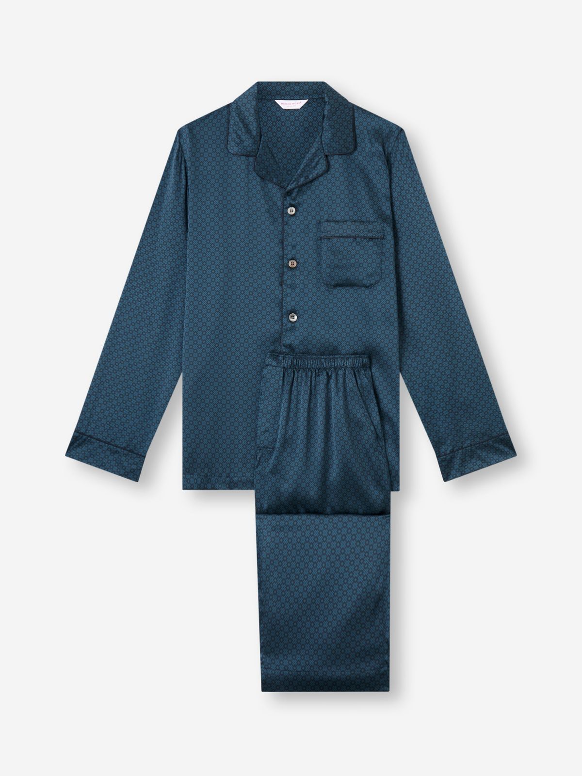 Brindisi Silk Pyjamas Blue & Teal London Geo Cross