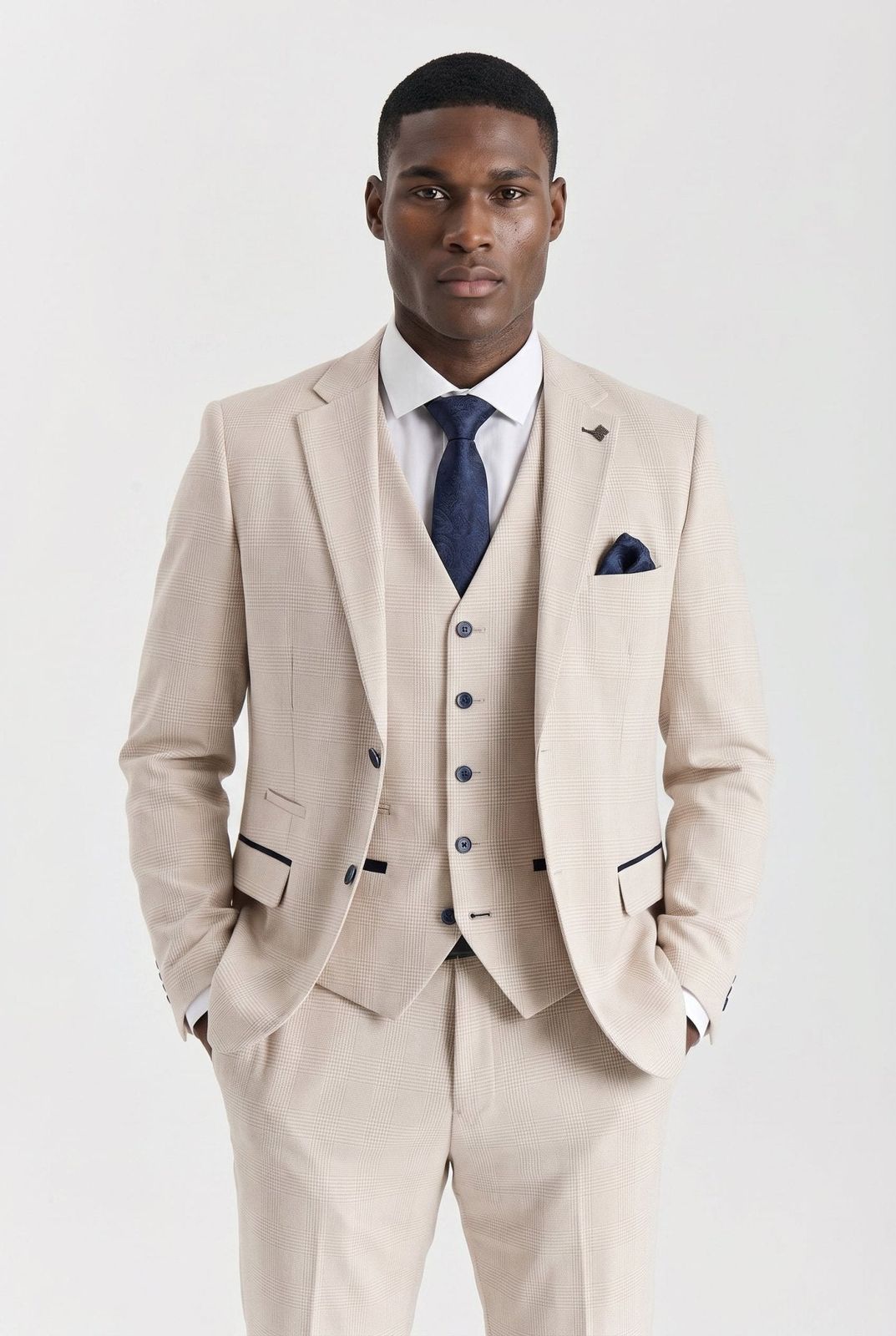 Regent Cream Check Three Piece Suit