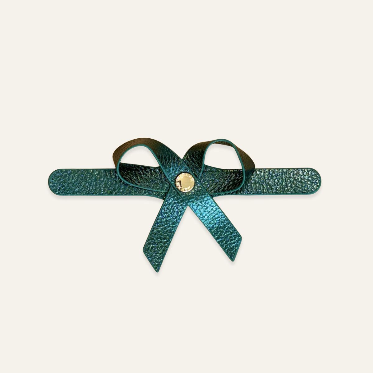 Petite Bow Mini | Metallic Evergreen with Gold hardware