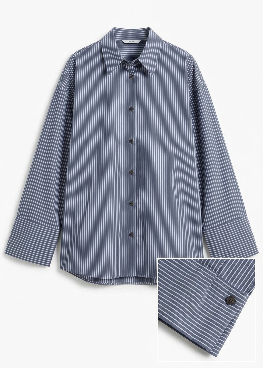 Menton Oversized Shirt - Navy/white Stripe