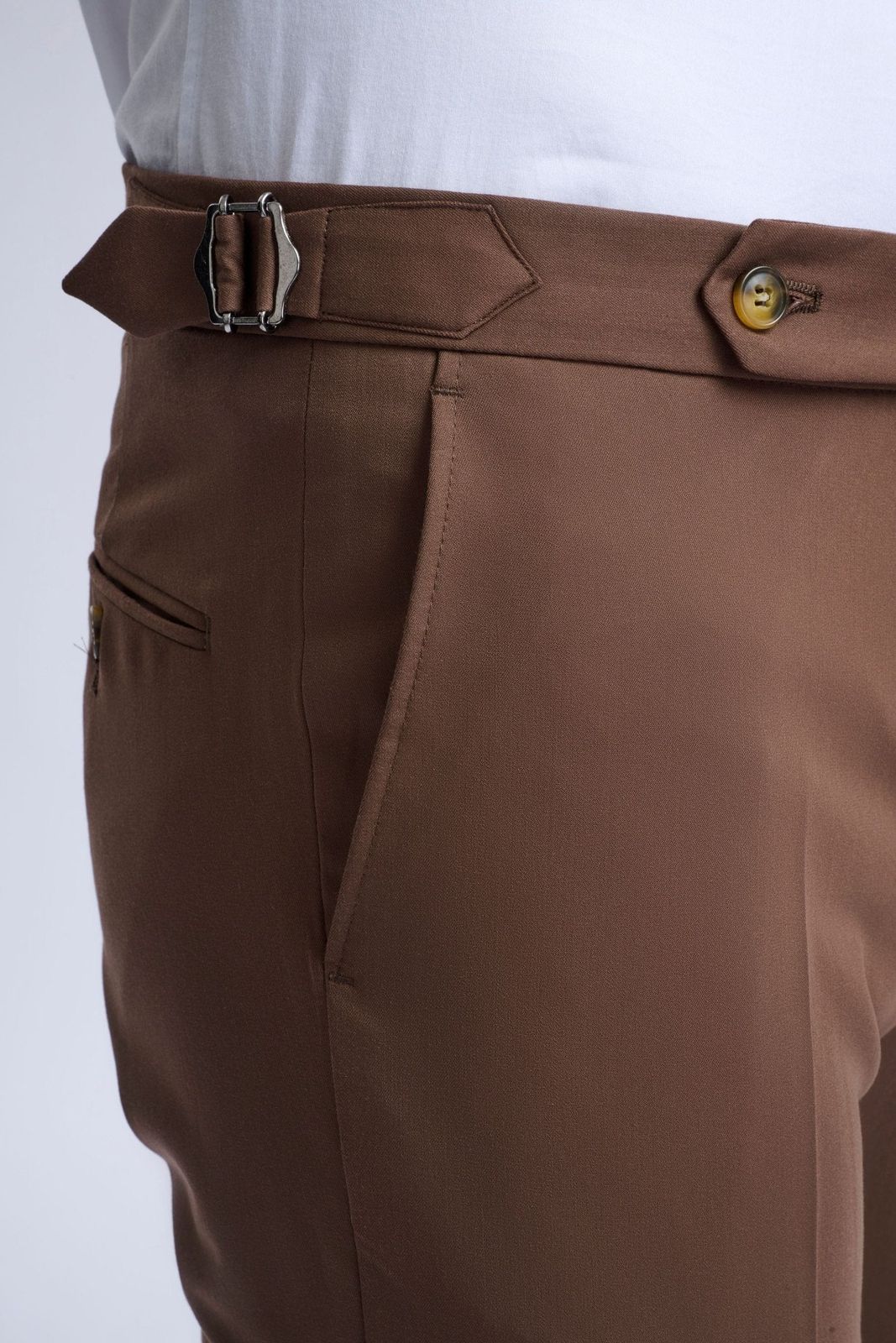 Leandro Fixed Double-breasted Suit With Tobacco Trousers