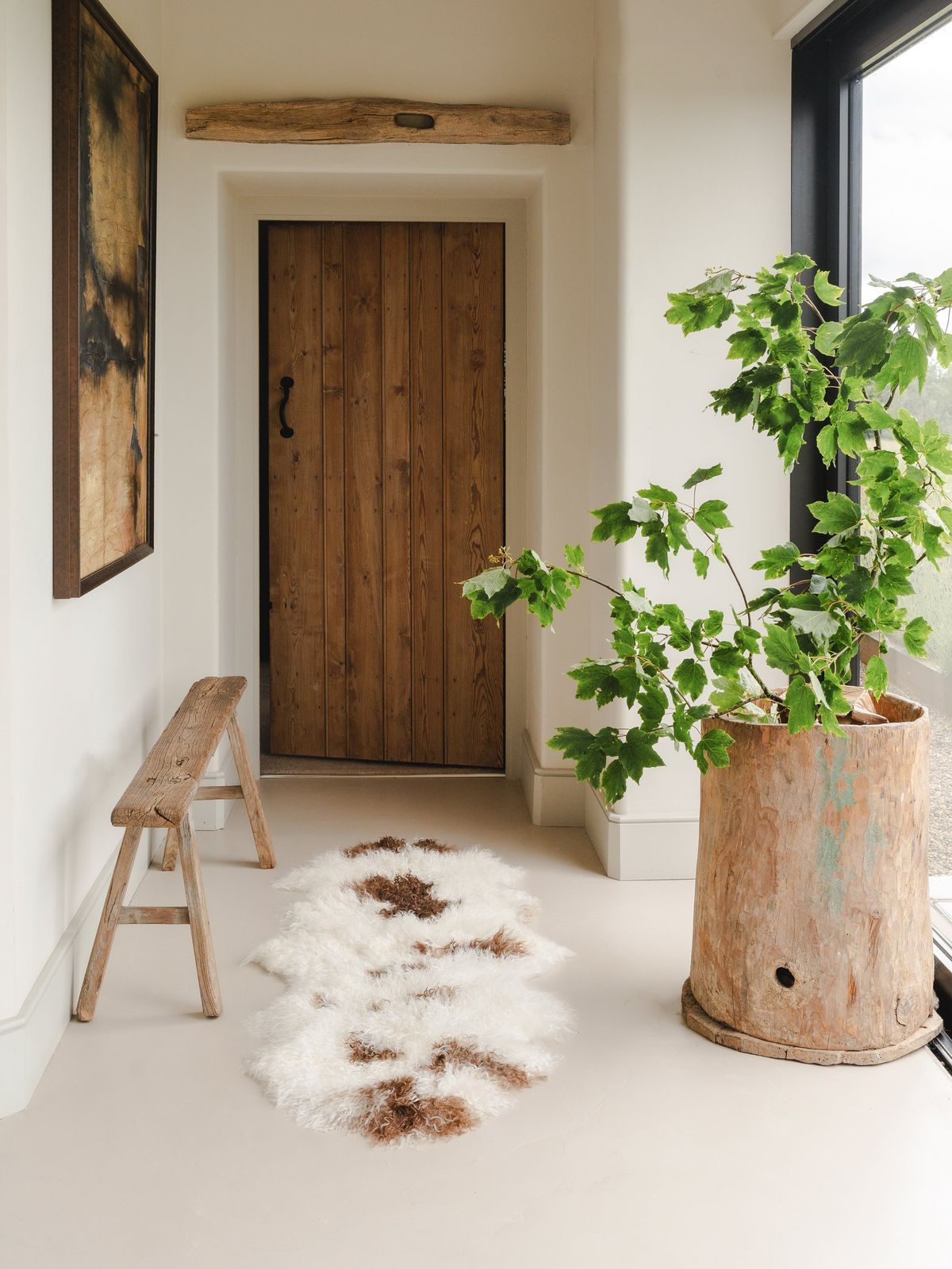 Double Tibetan Sheepskin Rug - White & Brown