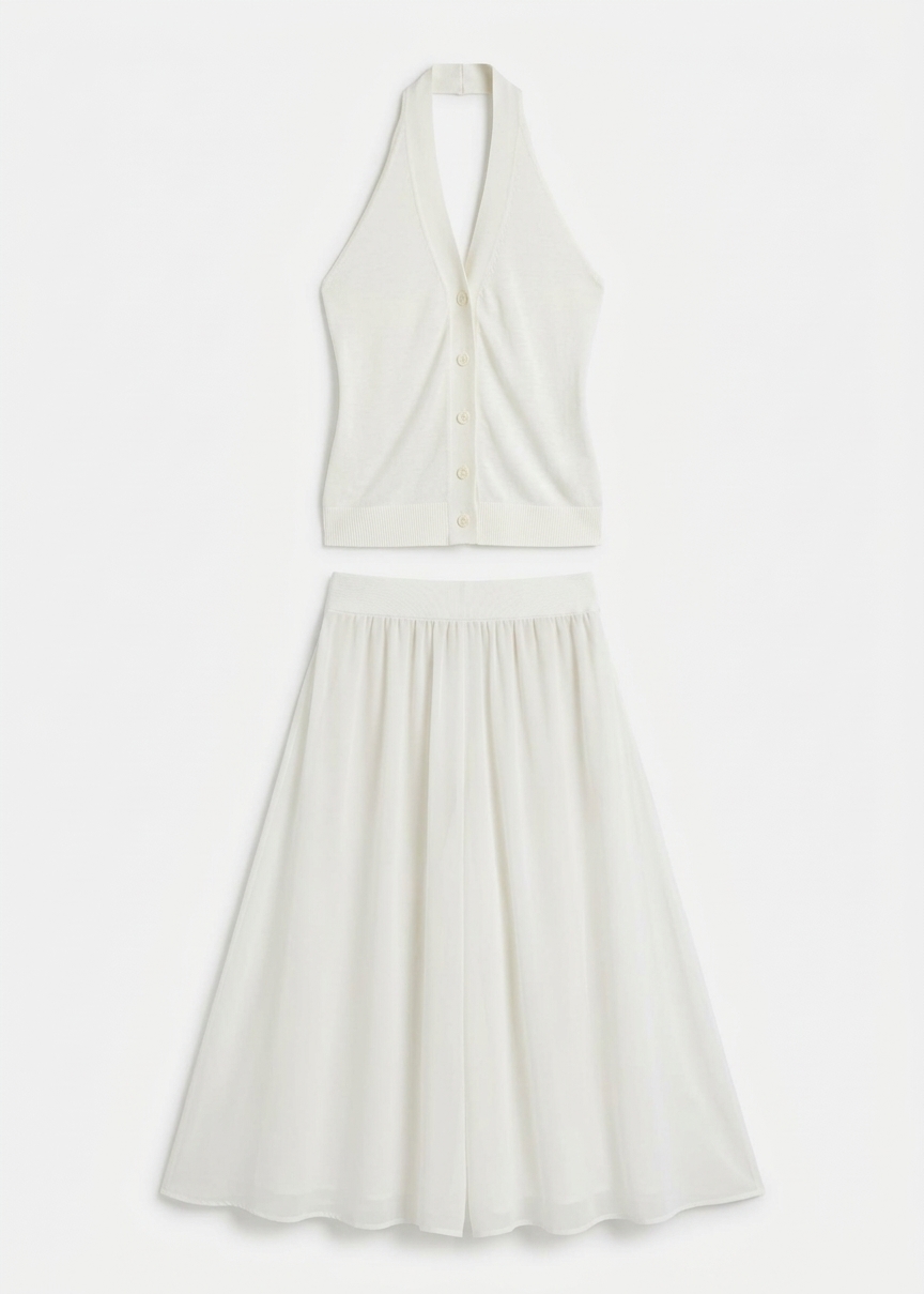 Nimi Knit Halter Top - White