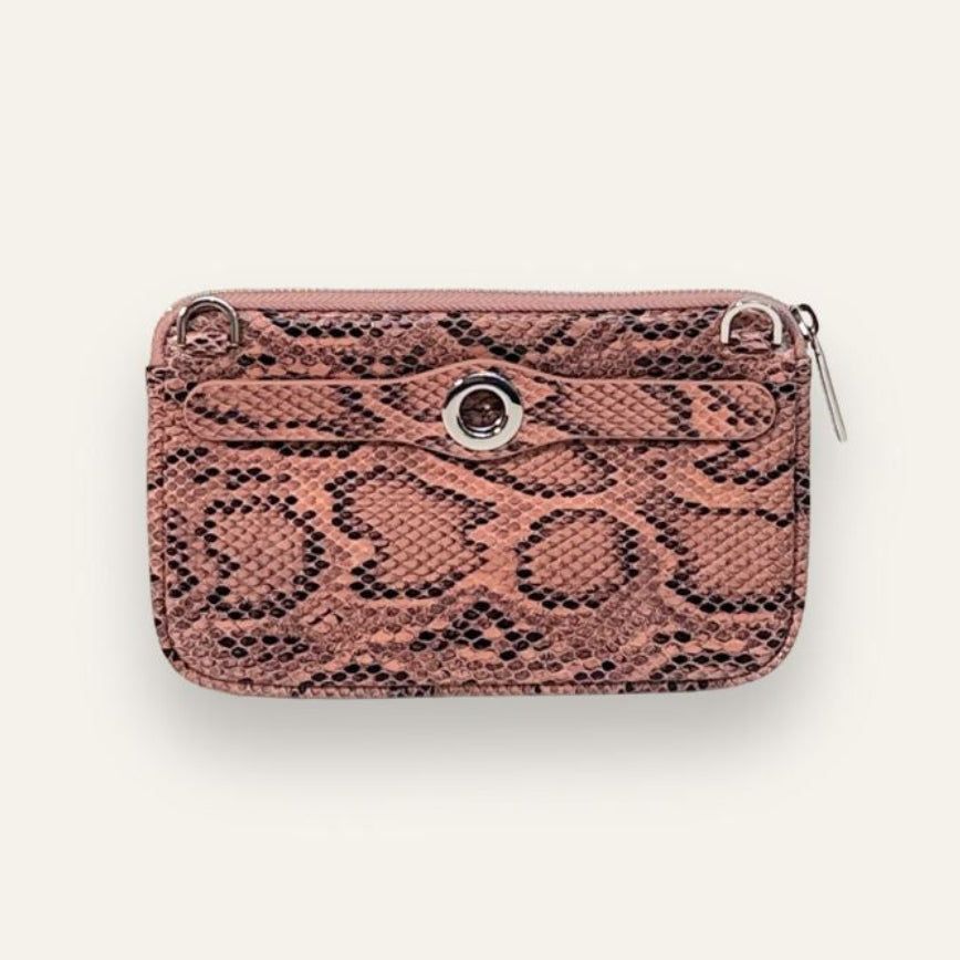 Preloved Millie Pouch | Pink Python with Silver hardware