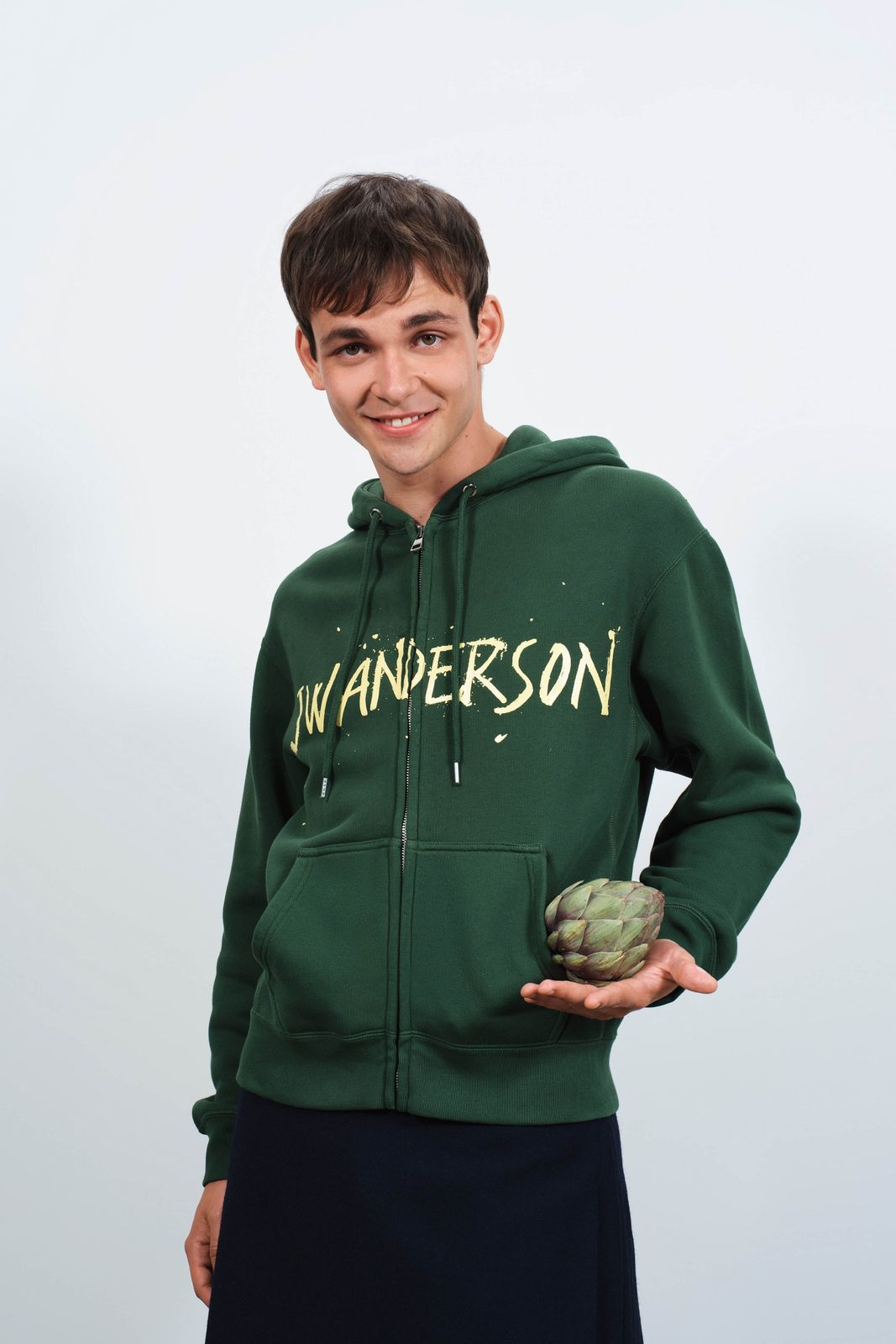 CL_ZIP FRONT PRINT HOODIE - GREEN_JW0273PG1901