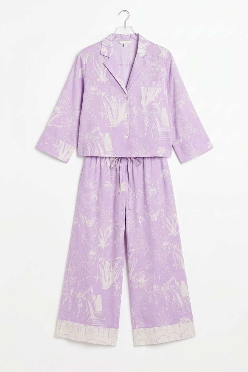 Boxy Shirt And Wide Leg Trouser Set Temple Del Sol Purple