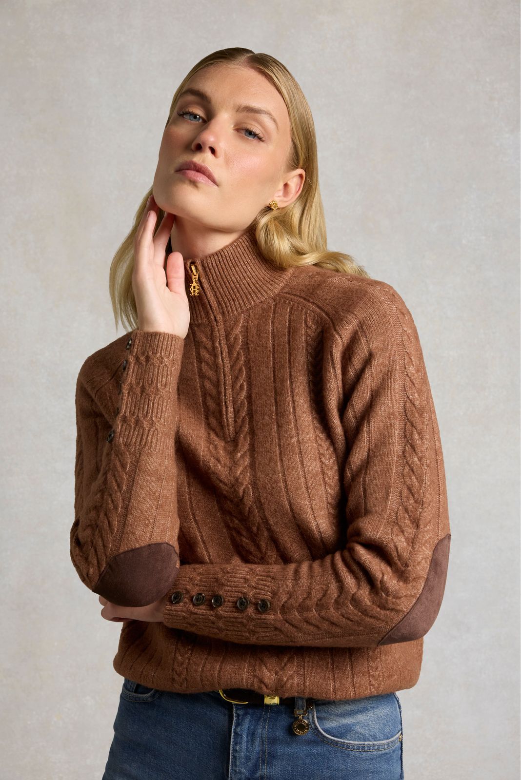 Fairford Quarter Zip Knit (Latte)