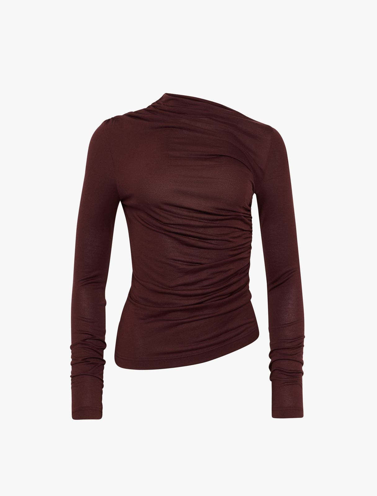Iphis Draped Long Sleeve Top In Bordeaux