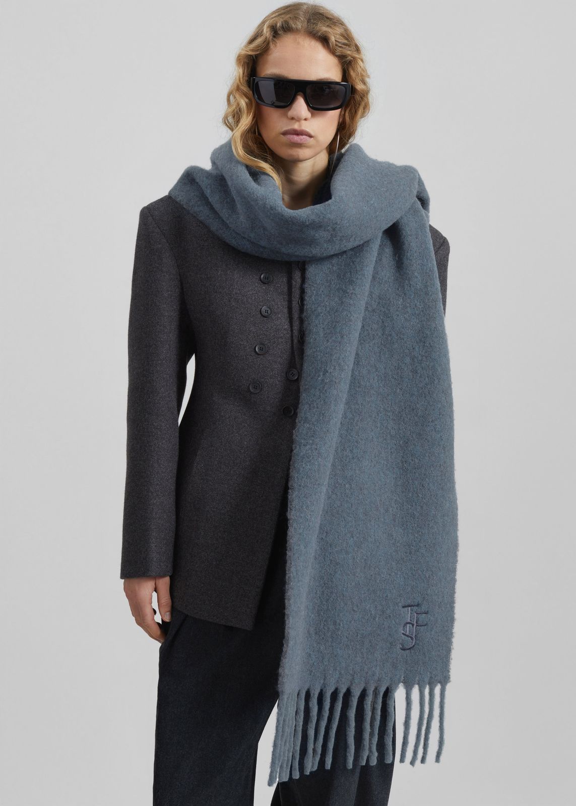 Olari Alpaca Blend Scarf - Dark Grey