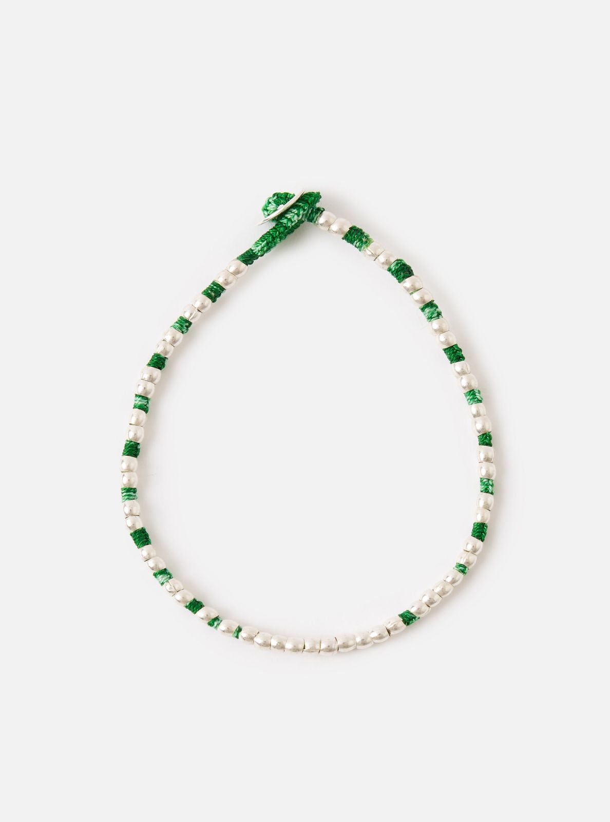 Mikia Malachite Silver Beads Bracelet