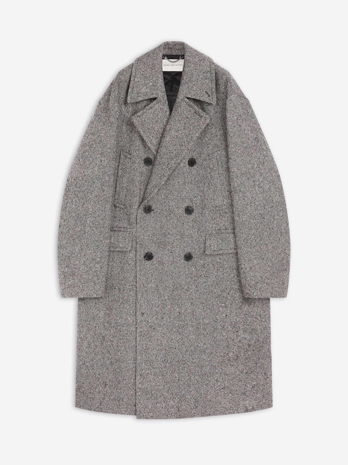 Oversized wool tweed coat