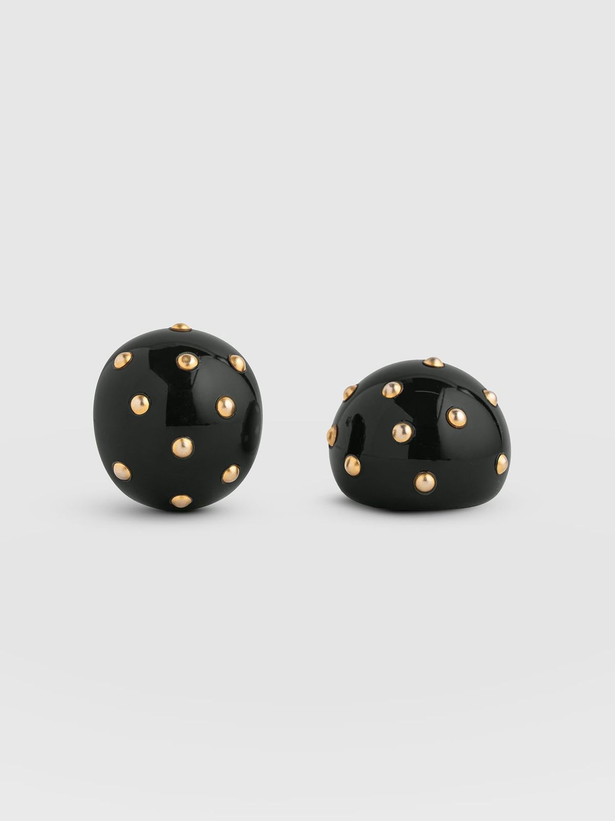 Diamante Stud Earrings - Dark Green/Gold