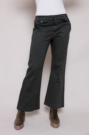 Bethany Cropped Stonewash Flare Trousers