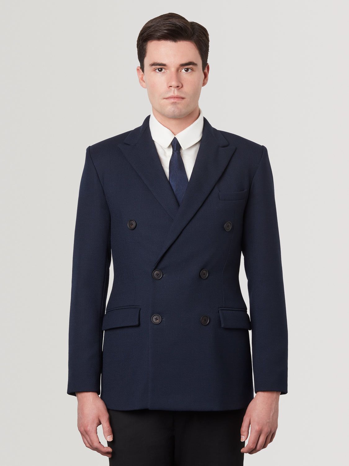 Double Breasted Suit Jacket - Navy