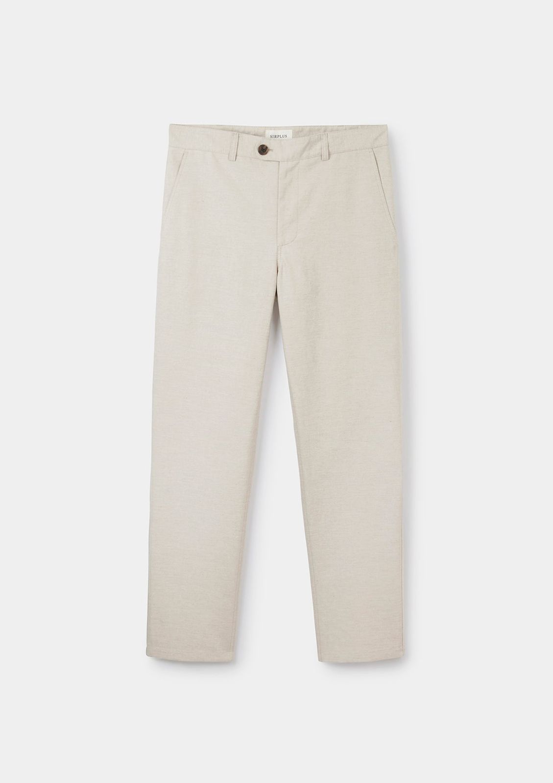 Ecru Cotton Linen Trousers