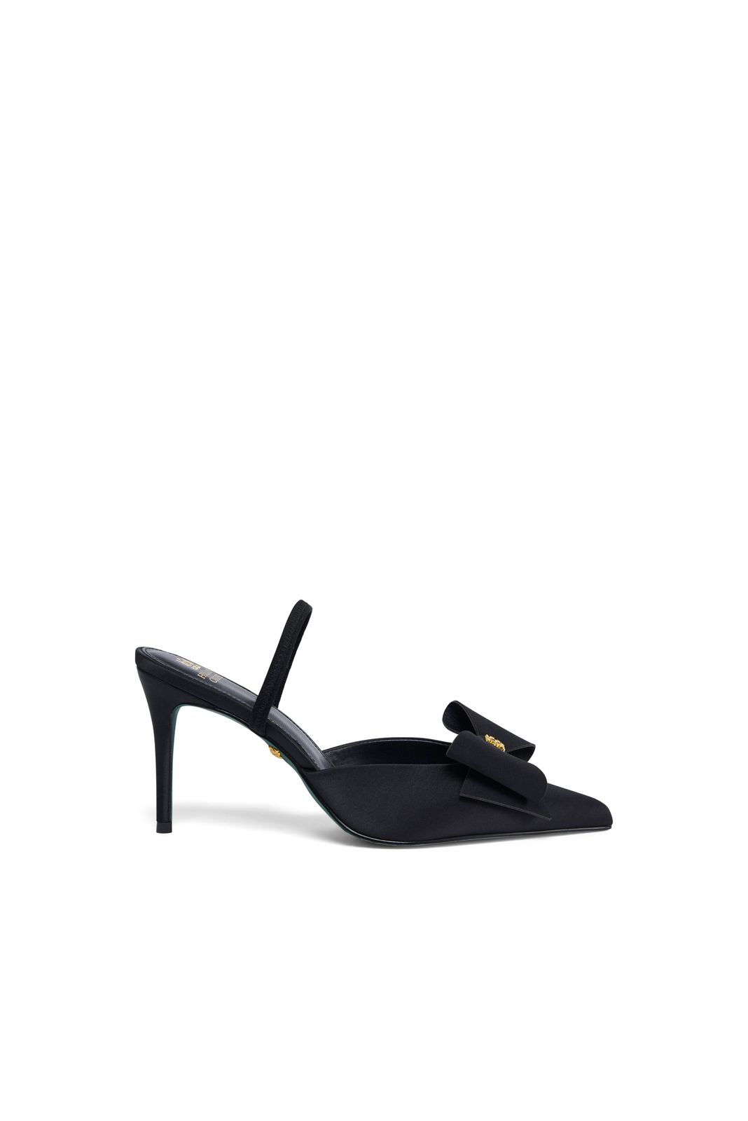 Bow Stiletto (Black Satin)