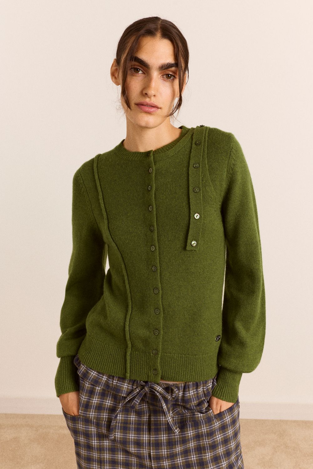 Marla Wool Cashmere Blend Cardigan - Green