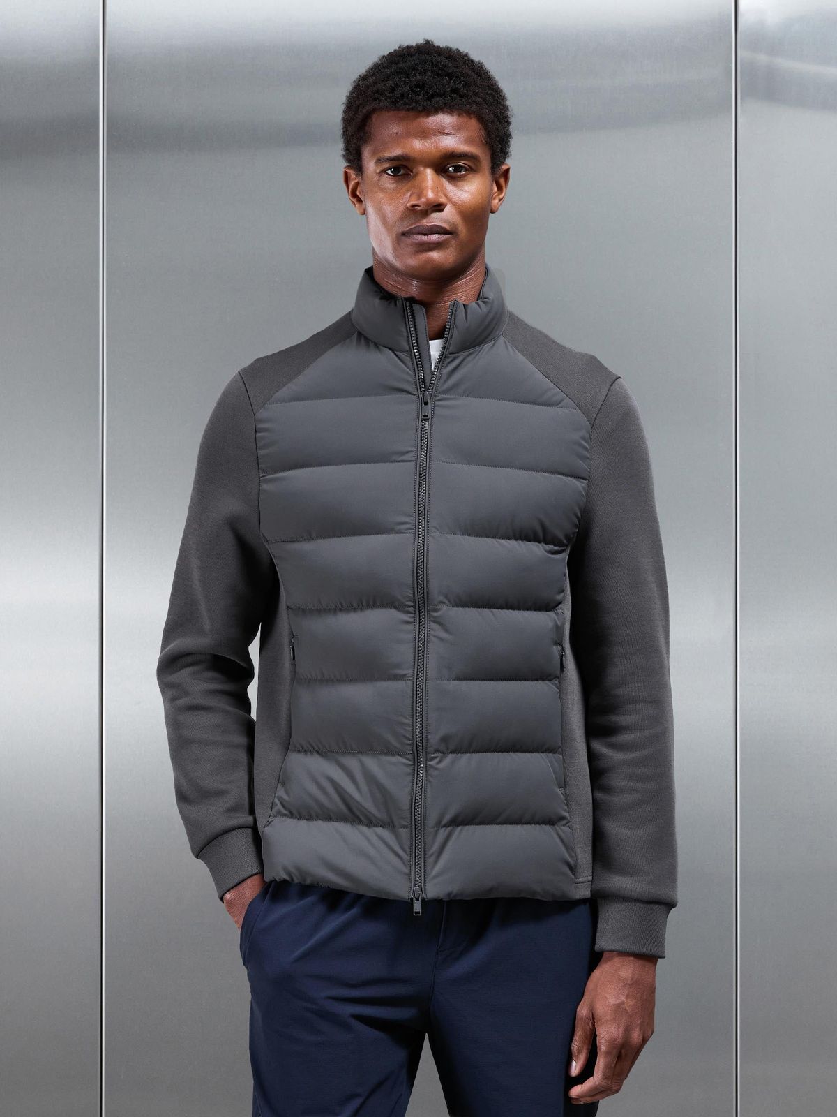Hybrid Technical Puffer Jacket in Grey