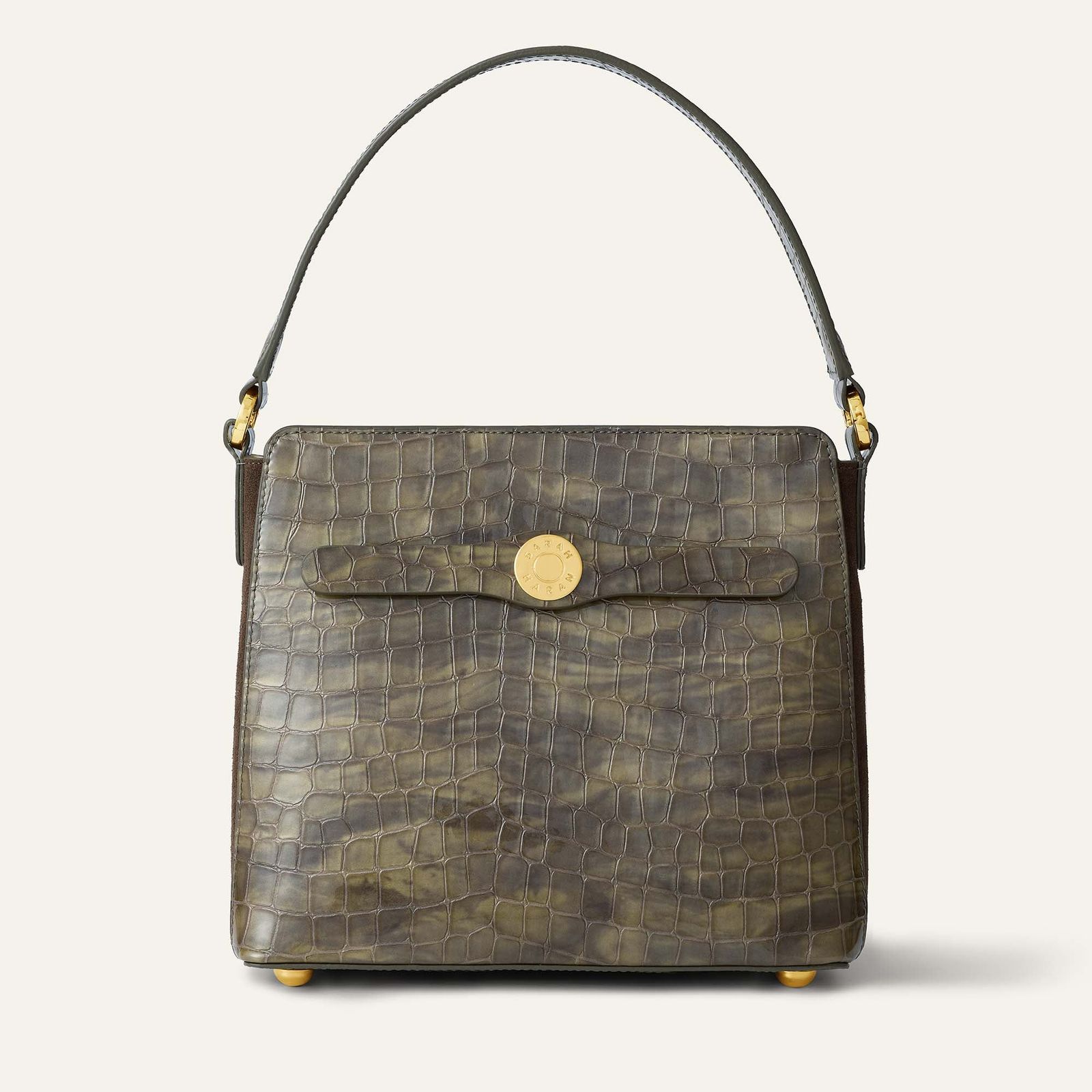 Rosa Handbag | Flint Patent Croc with Gold hardware