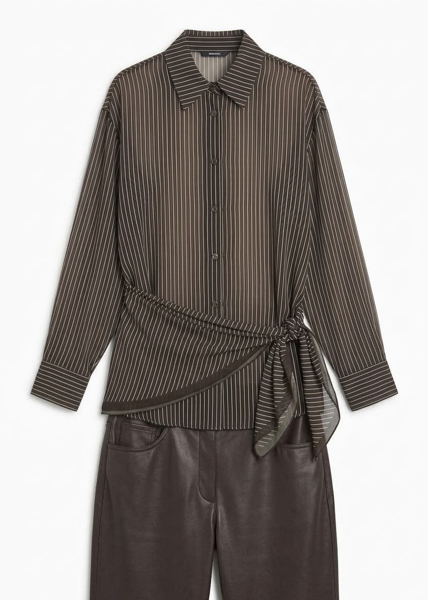 Peri Striped Shirt - Brown/white Stripe