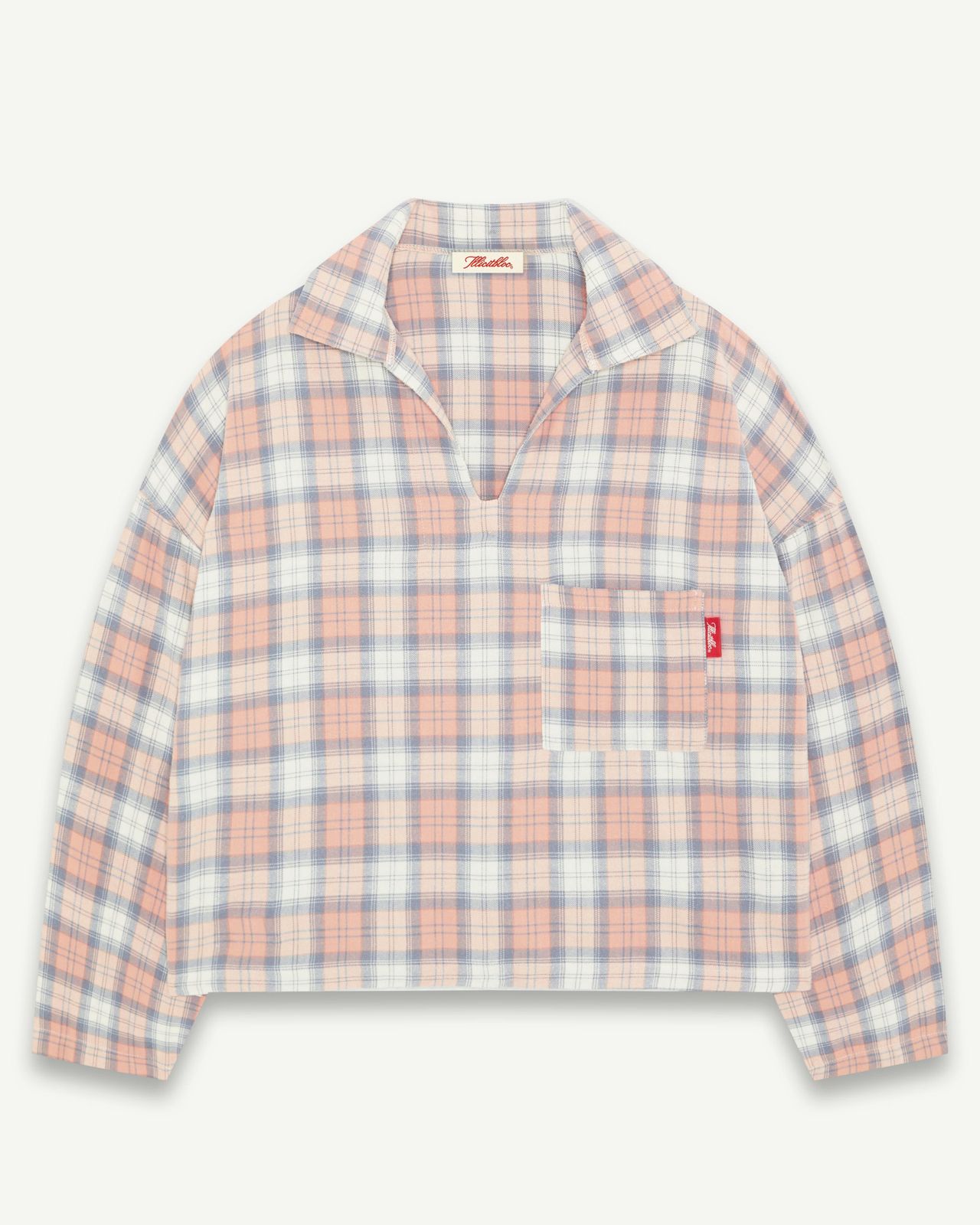 PLAID PULLOVER SHIRT - DUSTY RED